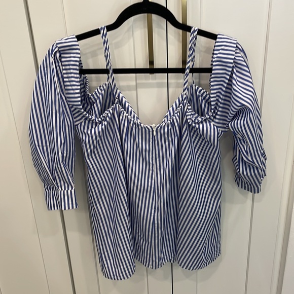 Revolve Brand Bardot Blue and White Striped Top - Picture 4 of 16